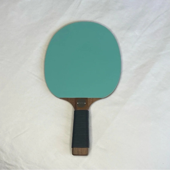NEW TIFFANY & CO Table Tennis Racket/3 Balls Blue/Black Leather  American Walnut - Picture 14 of 16